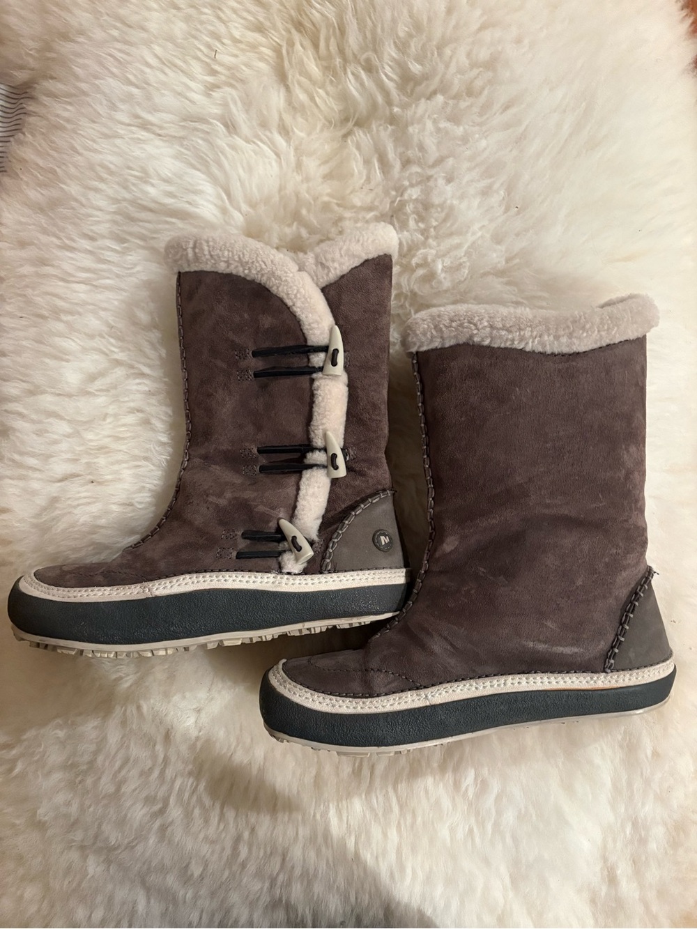 Women’s Merrell Spirit of Tibet seal grey Winter Boots Thinsulate Polartec - 8